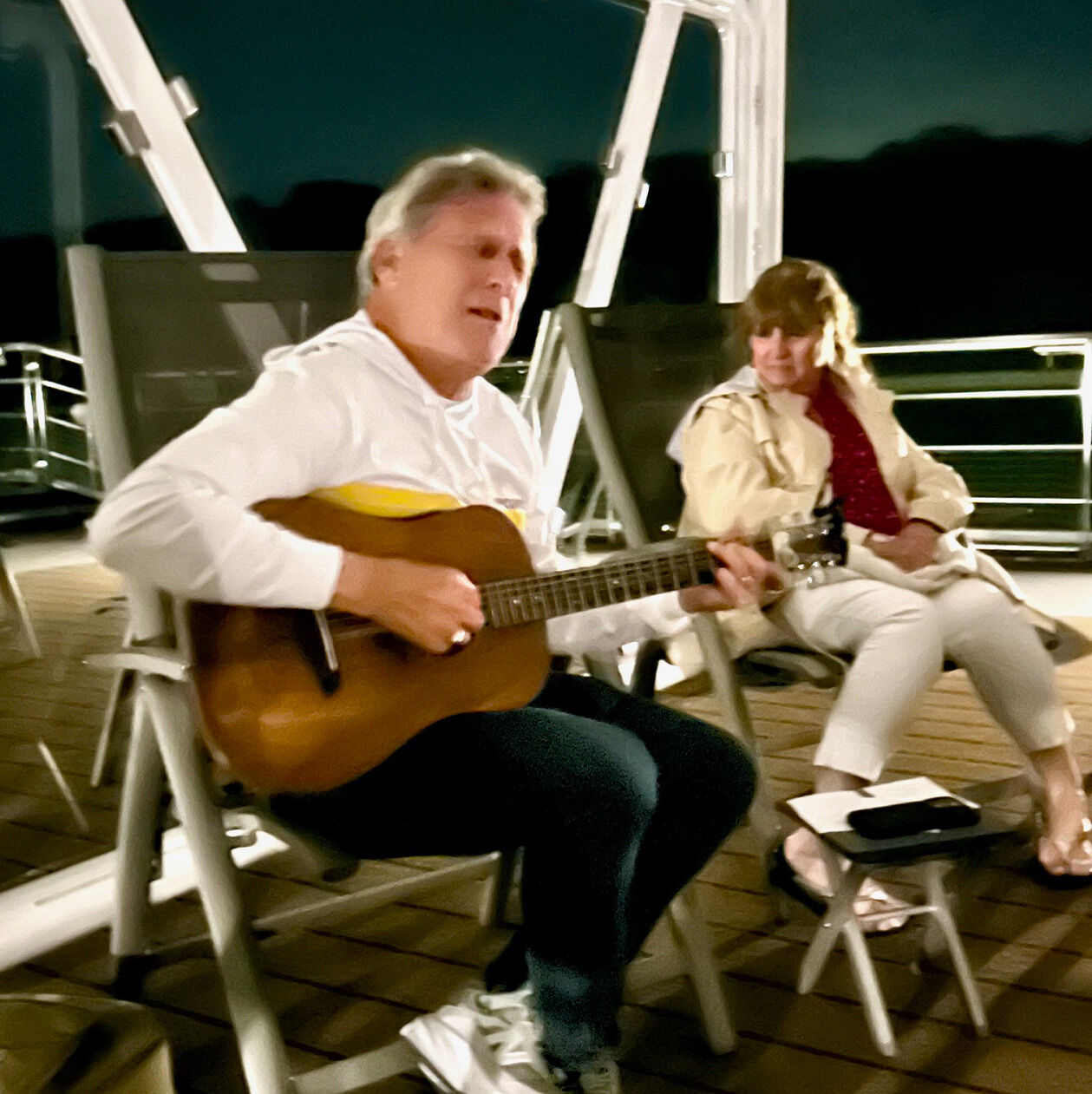 On deck with wife Nancie on the Danube between Vienna and Budapest
